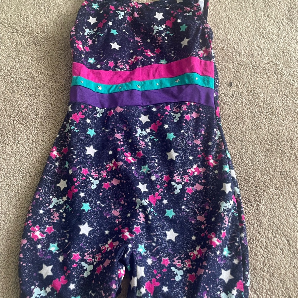 Colorful Star Print gymnastics leotard